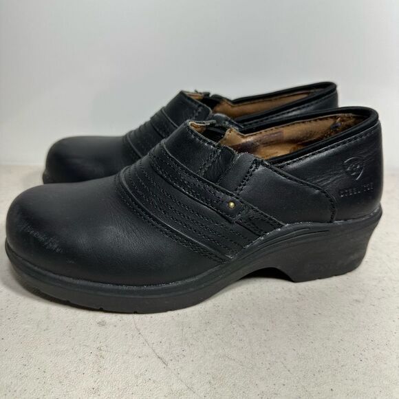 Ariat Shoes Women’s 7C Black Leather Steel Toe Work Clogs Slip Oil Resistant - Picture 4 of 8